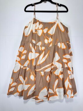 Dynamite Floral Tiered Sundress Linen Blend Beige White Orange Size XL Summer